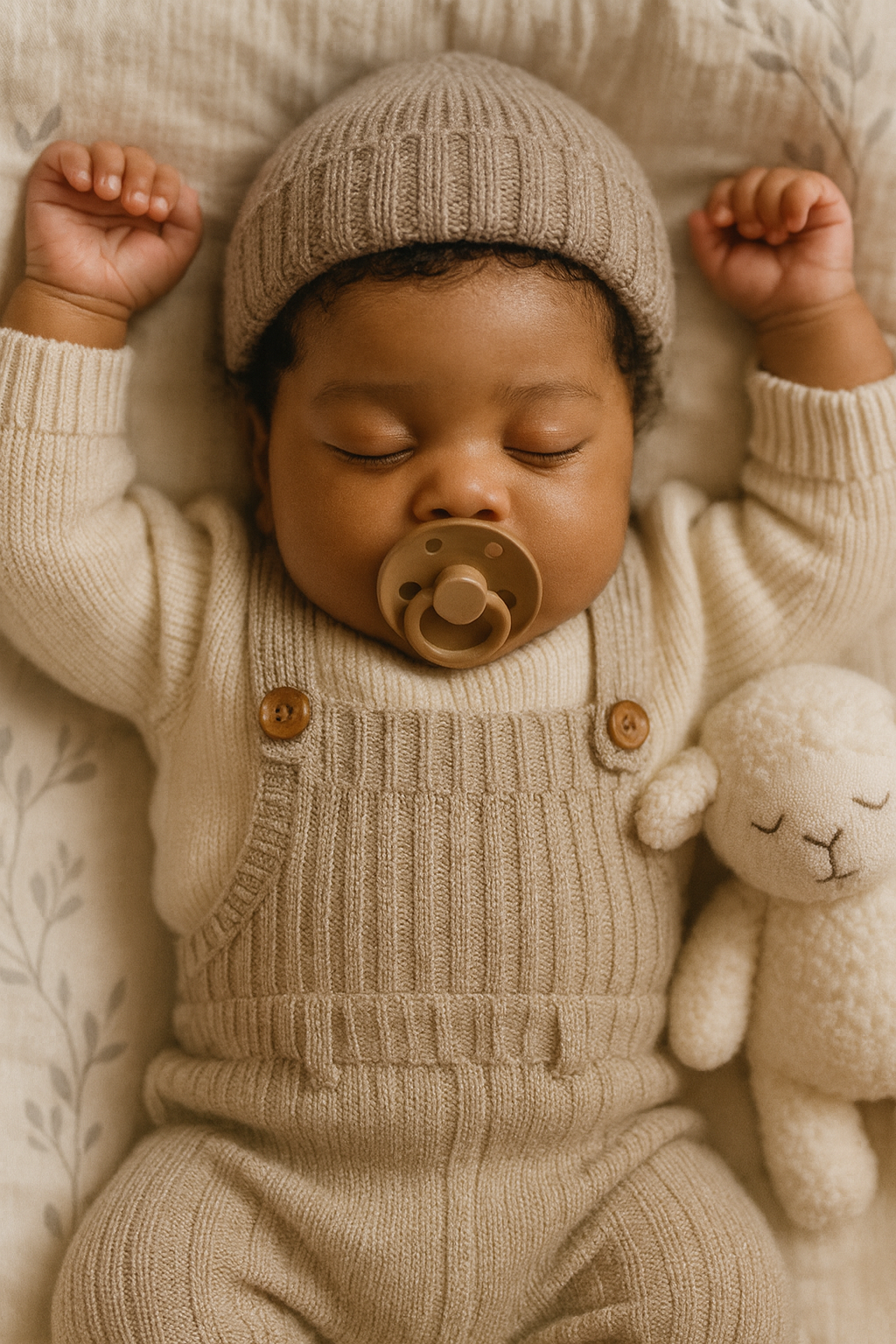 Bebê Dormindo com Lambinho de Pelúcia