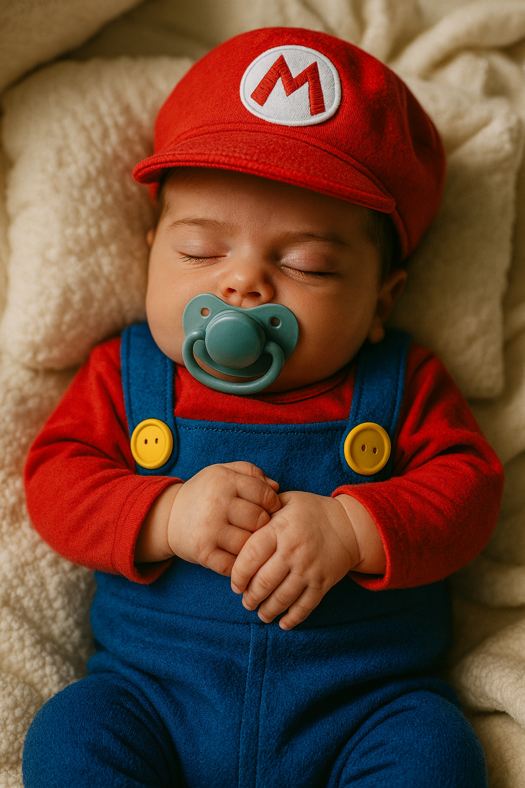 Bebê dormindo como Mario