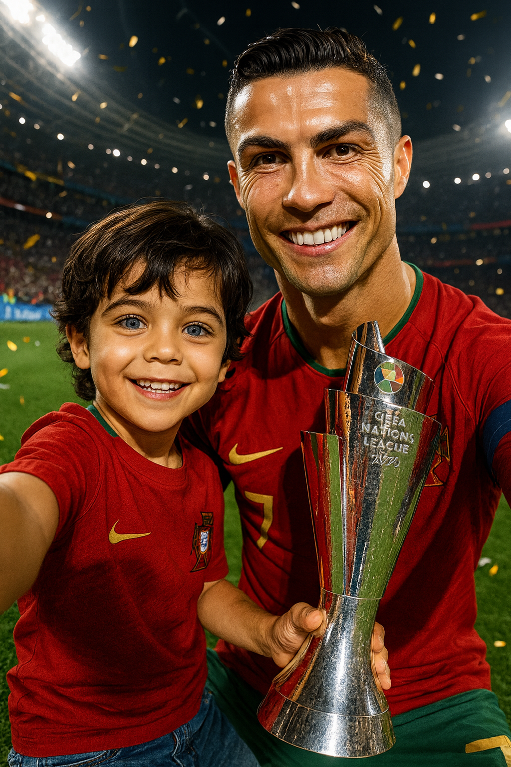 Cristiano Ronaldo e Torcedor Jovem Triunfante