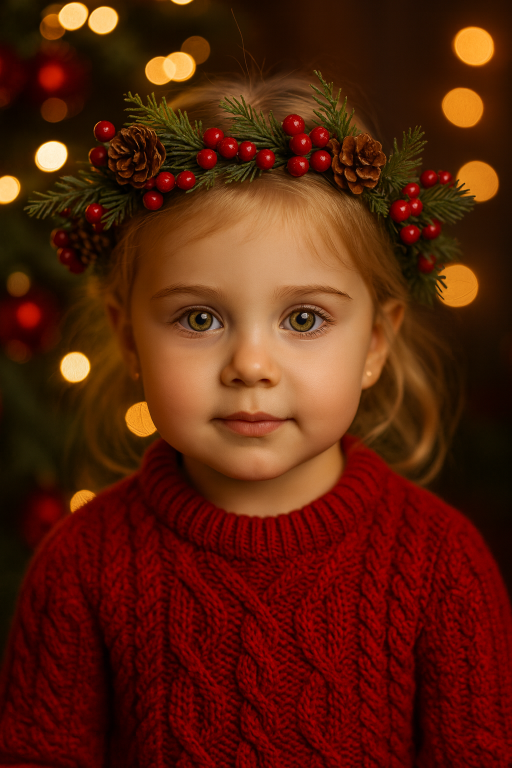 Garota com coroa de Natal