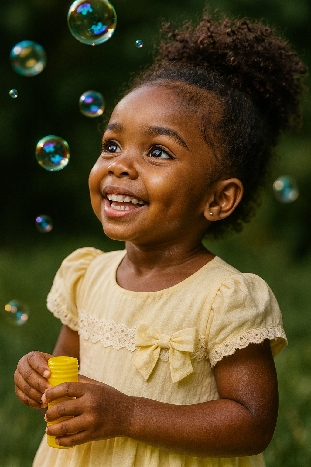 Garotinha e suas bolhas de sabão