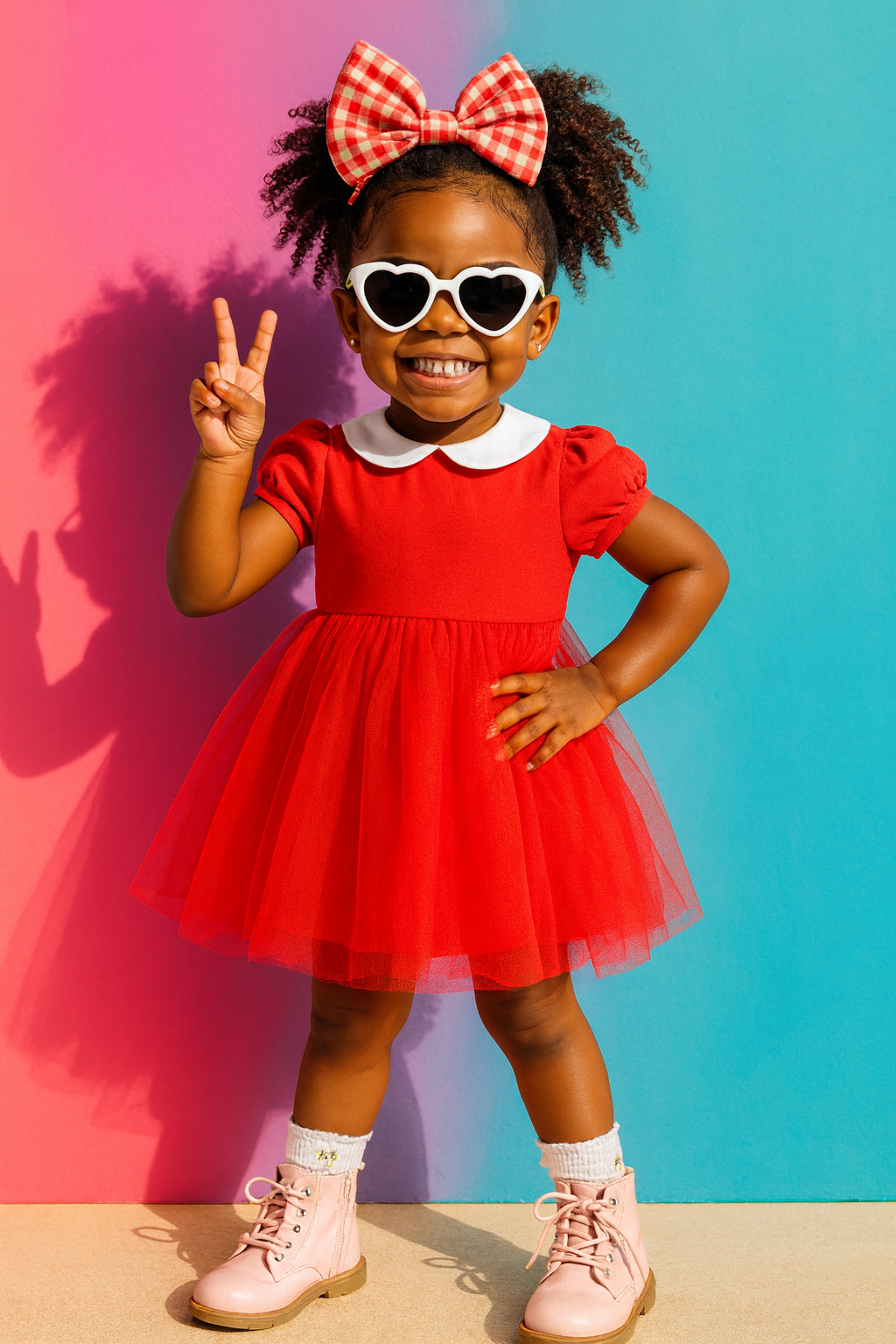 Menina estilosa com sorriso radiante