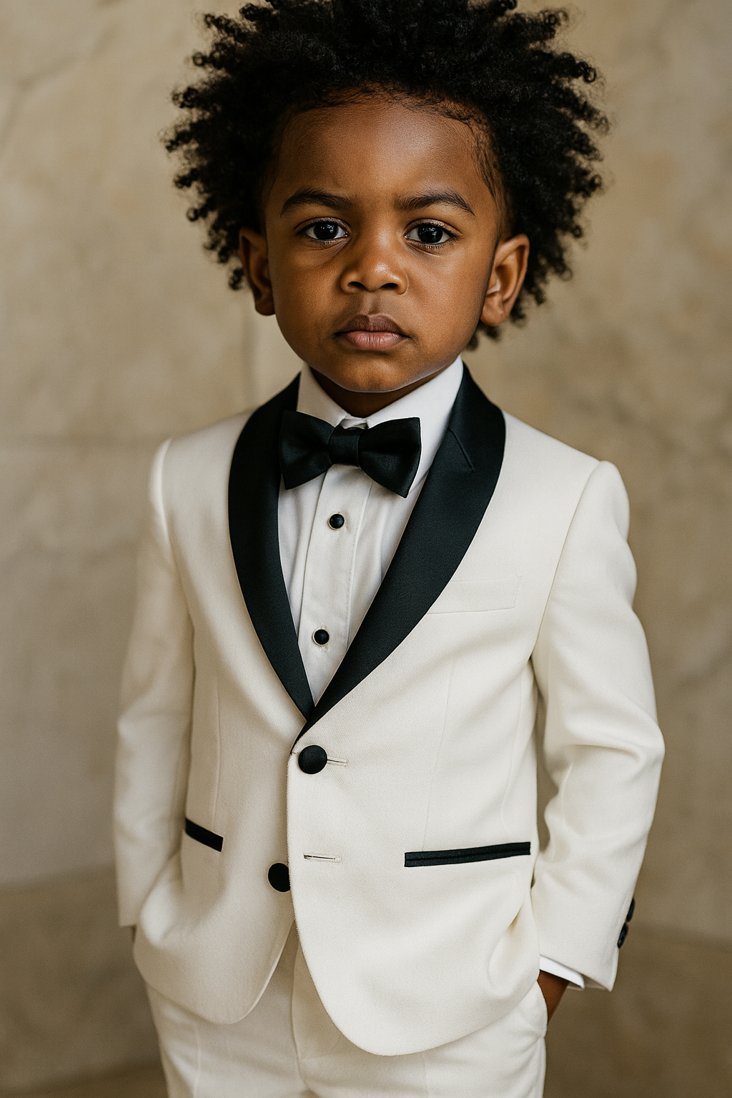 Menino Elegante em Terno Branco