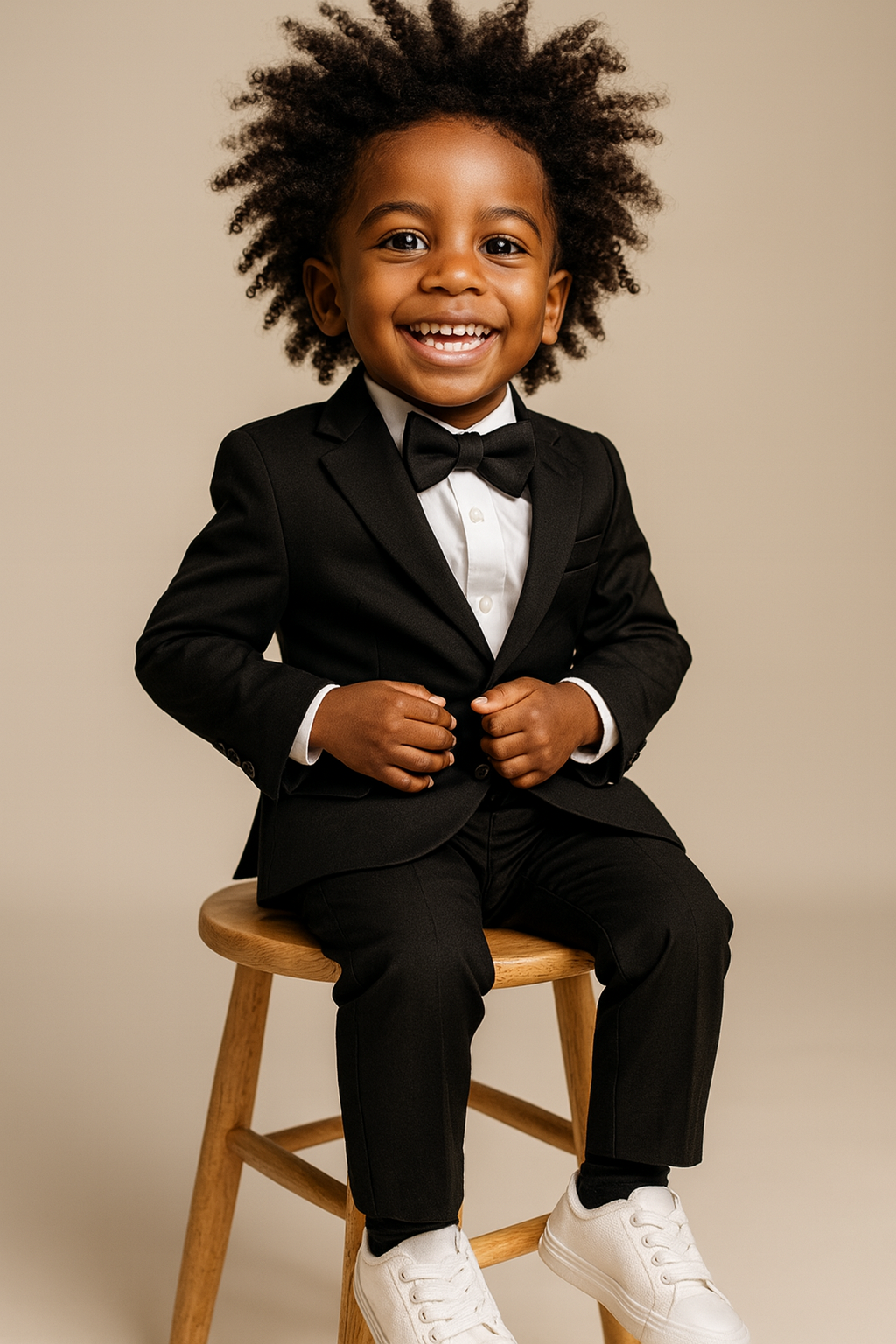 Menino sorridente em traje formal