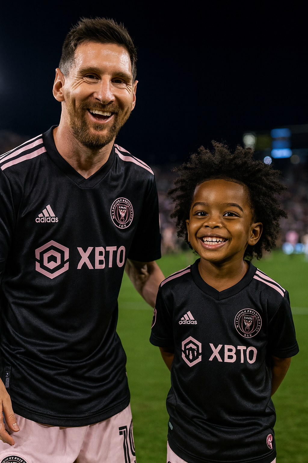 Messi e a Criança no Gramado