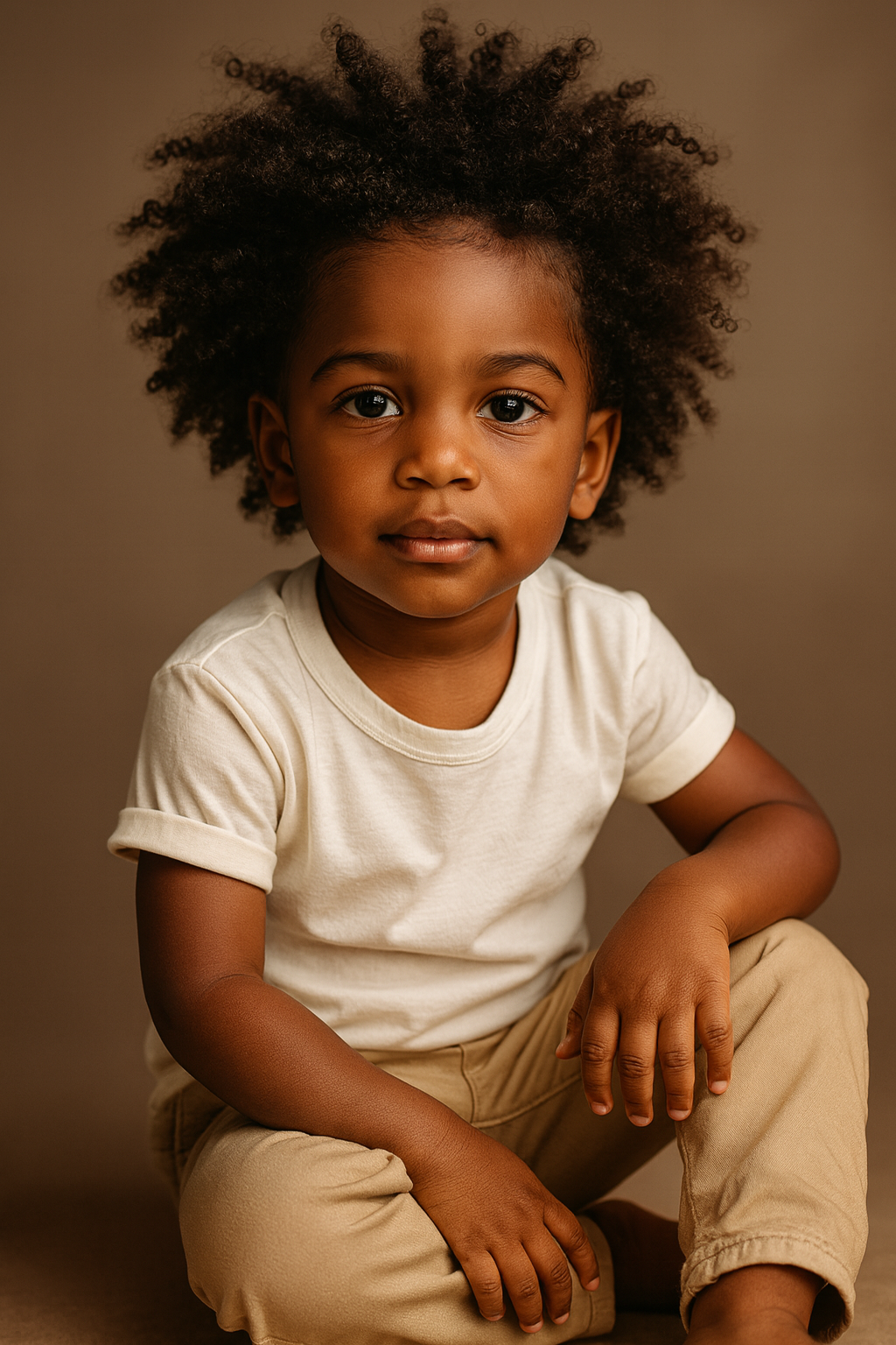 Retrato de Criança com Cabelos Cacheados