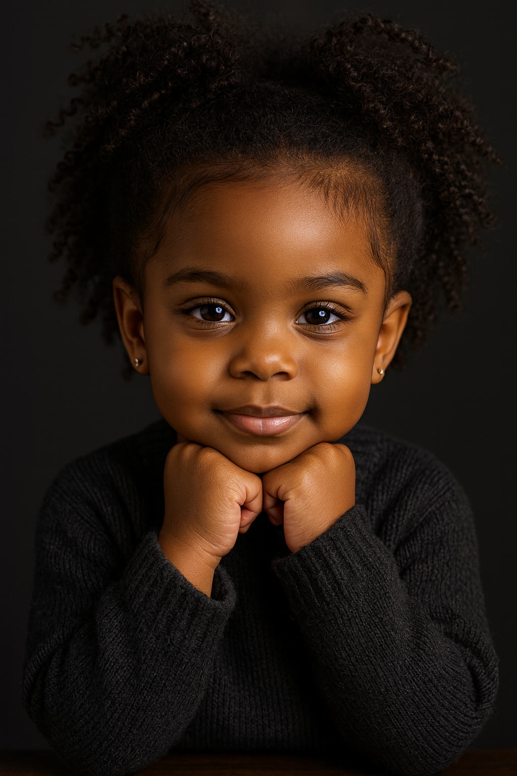 Retrato de sorriso e olhos expressivos