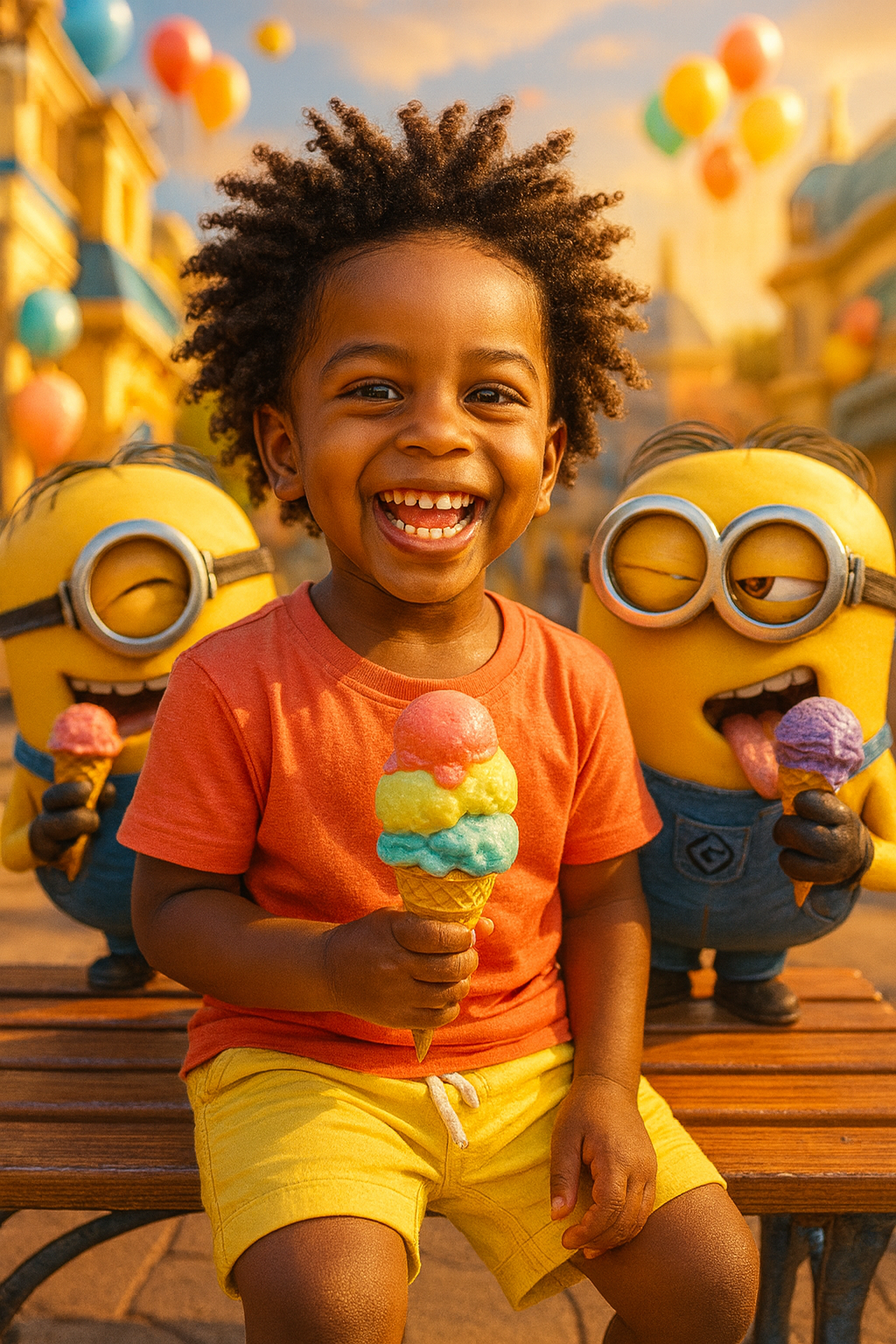 Sorriso doce e diversão no parque