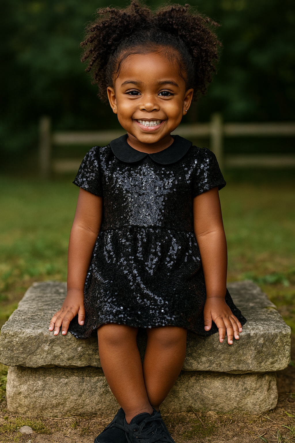 Sorriso radiante em meio à natureza