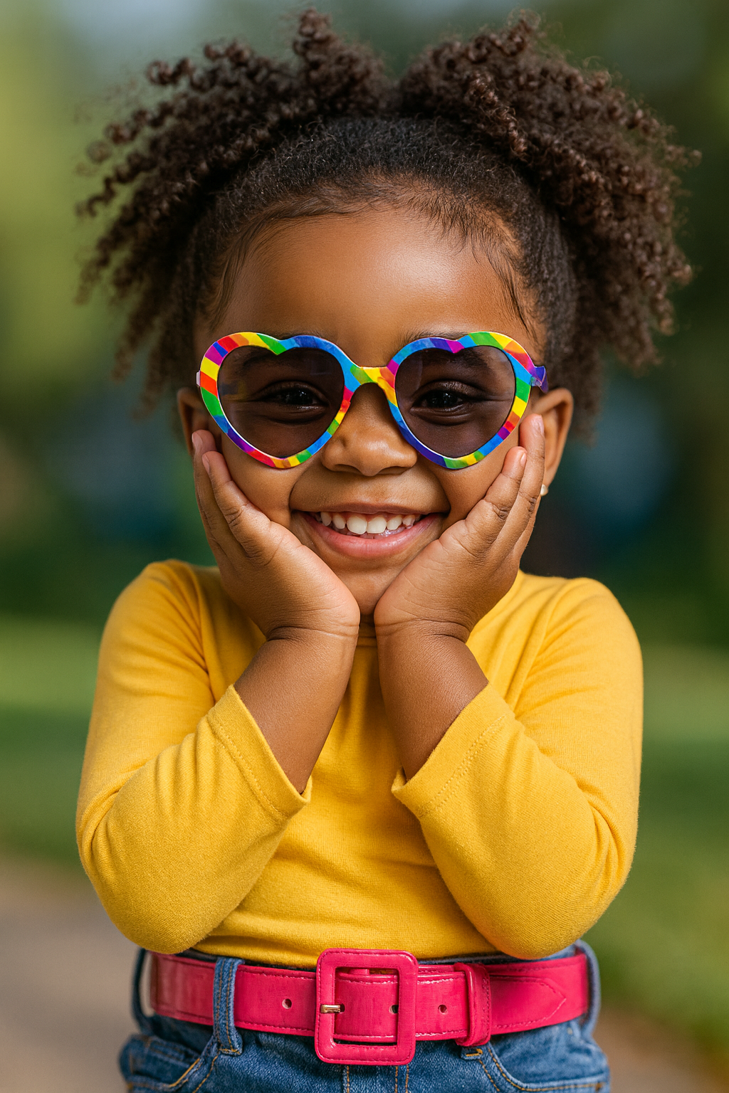 Sorriso radiante no parque