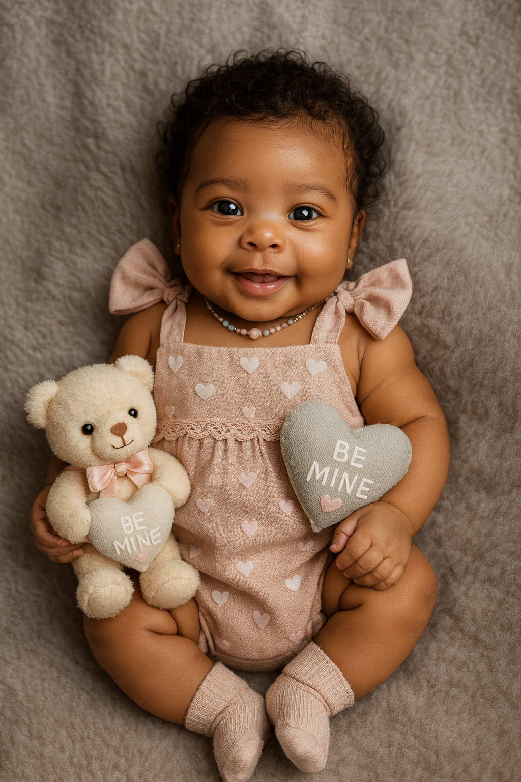 Bebê Encantadora com Ursinho e Coração