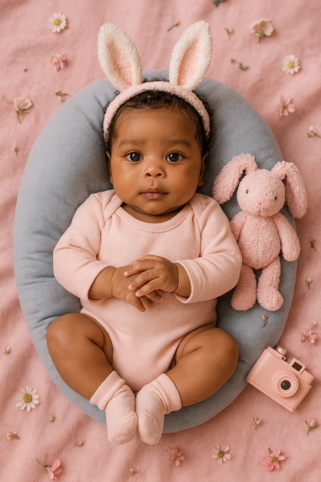 Bebê Fofo com Brinquedos e Flores