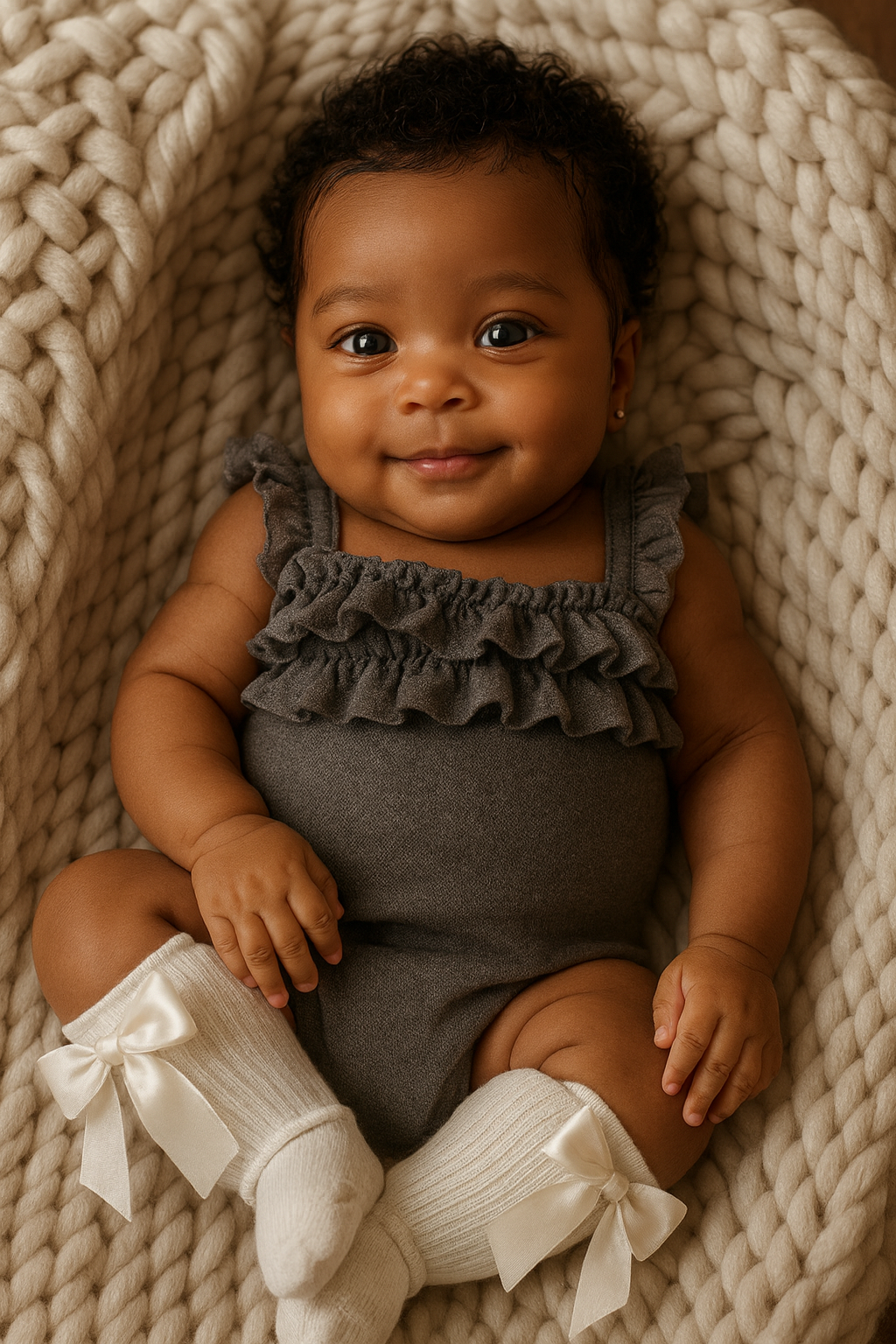 Bebê adorável com sorriso suave