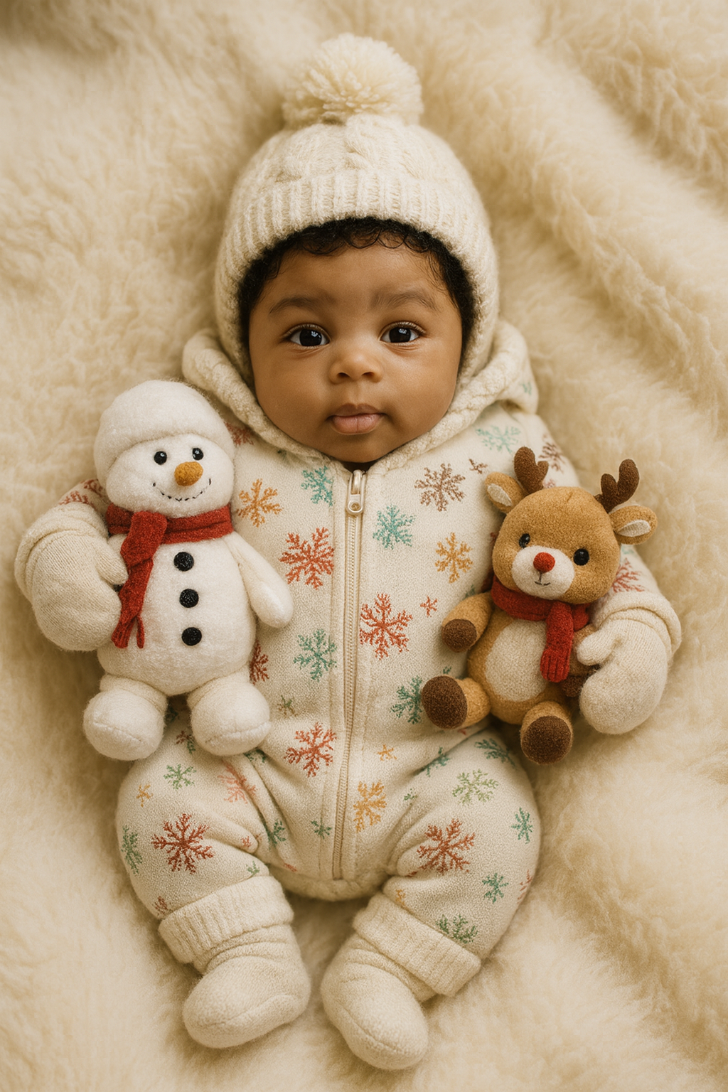 Bebê encantador com brinquedos de inverno