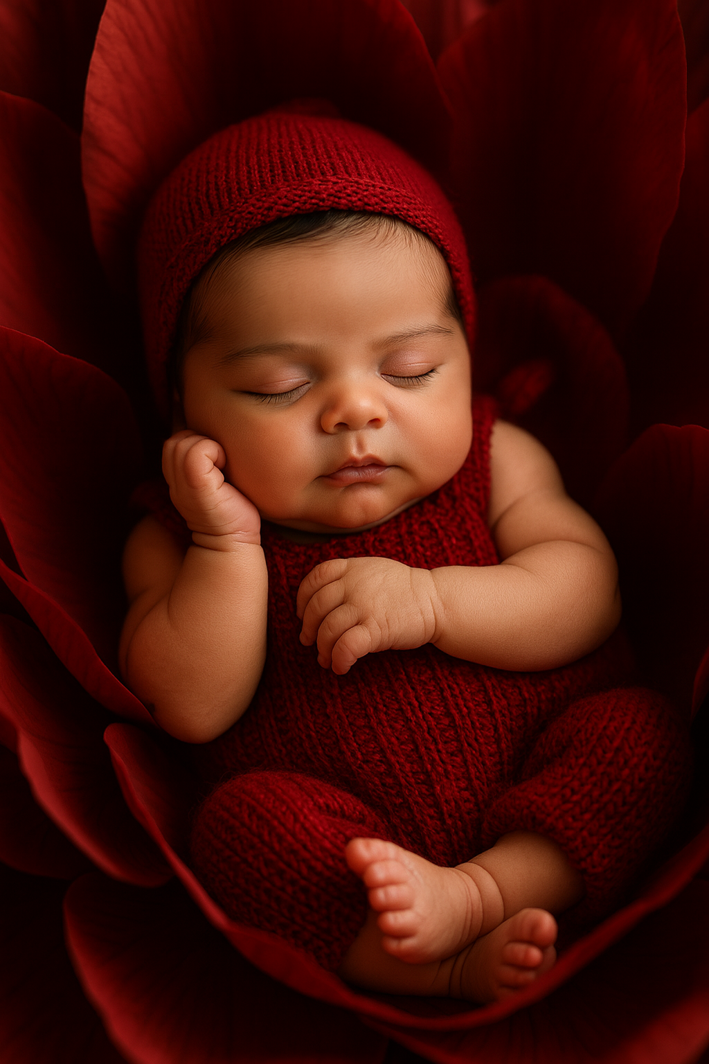 Cordeiro nas pétalas vermelhas