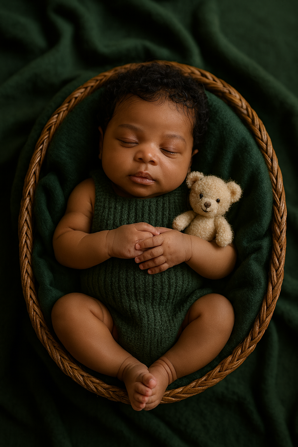 Sono tranquilo no cesto de vime